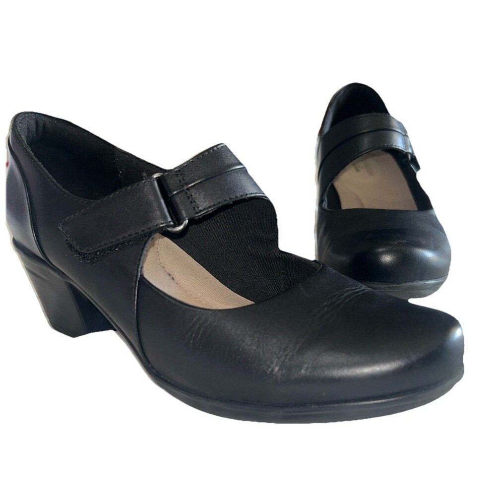 Clarks Women's 8M Emslie Lulin Black Mary Jane Pumps Block Heels Comfort - Picture 2 of 12